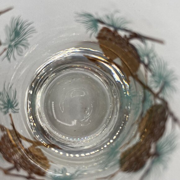 David Douglas "Pinecone" Old Fashioned Glasses Set of 2 Gold Aqua Vintage Libbey - Picture 11 of 14